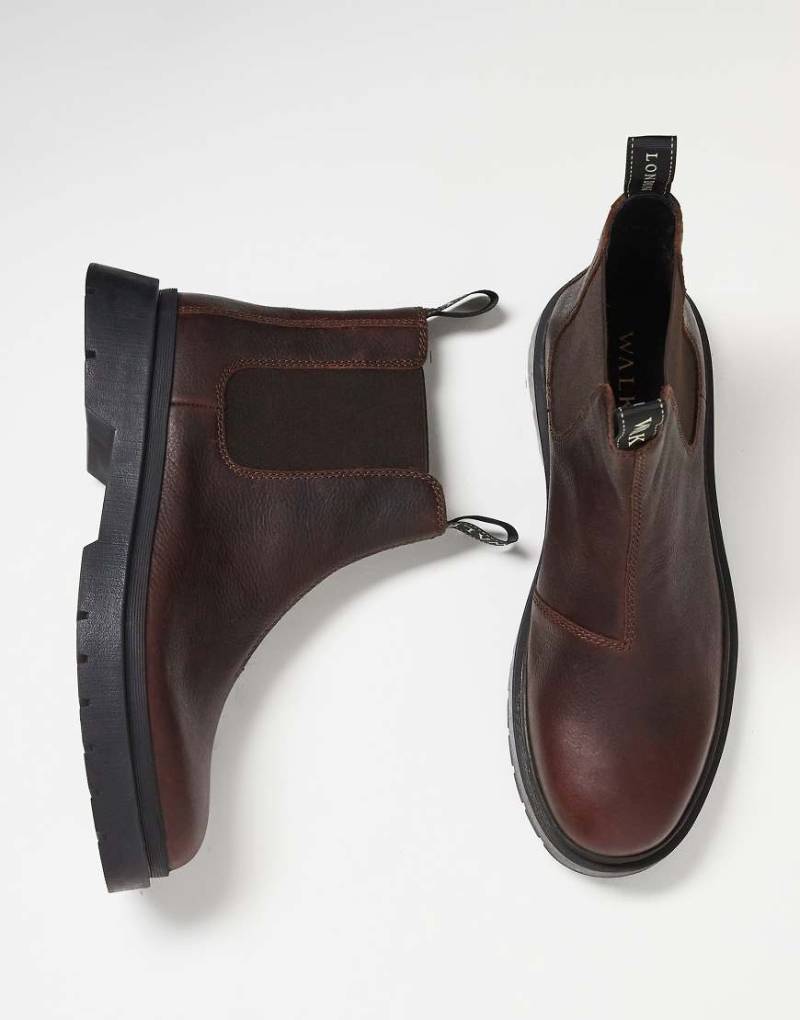 Walk London - Callum - Chelsea-Stiefel in Braun mit Naht von WALK LONDON