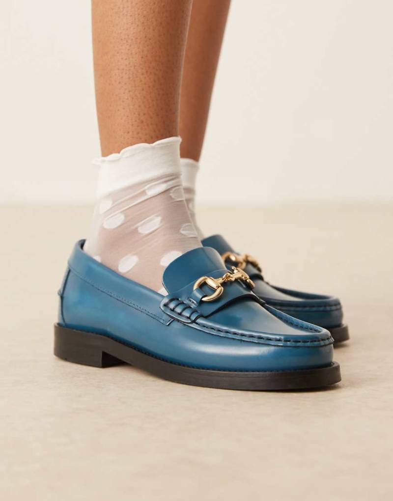 Walk London - Dalston - Leder-Loafer in Blau mit Besatz von WALK LONDON