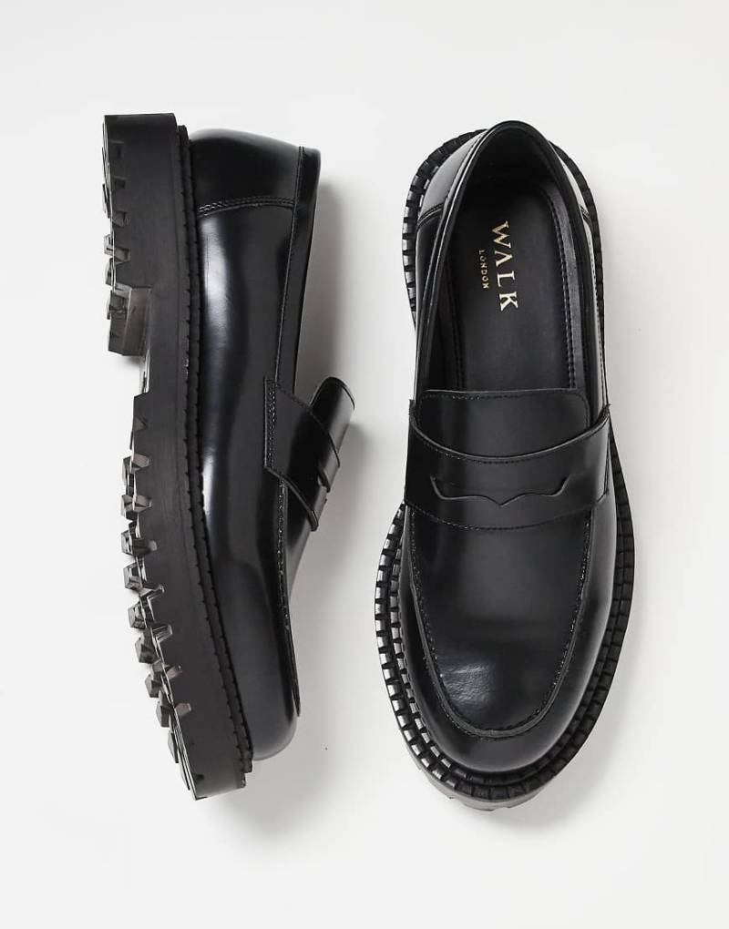 Walk London - Jagger - Leder-Loafer in Schwarz mit Steg-Detail von WALK LONDON