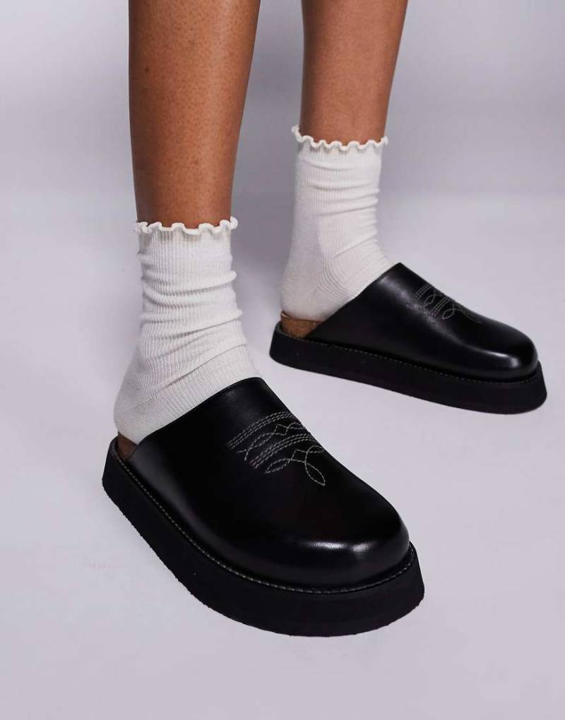 Walk London - Madrid - Western-Mules aus Leder in Schwarz von WALK LONDON