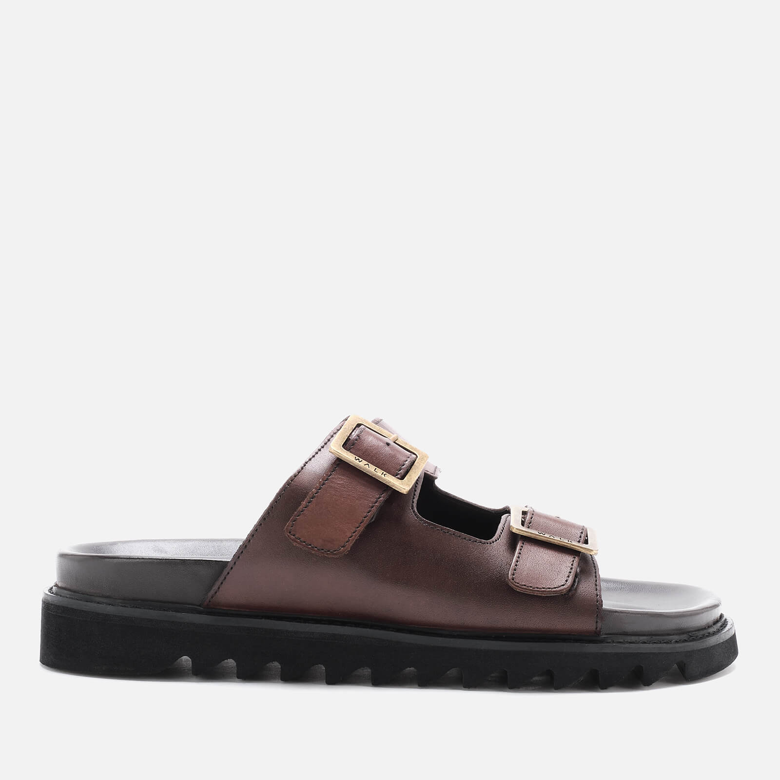 Walk London Men's Jaws Leather Double Strap Sandals - Brown - UK 11 von WALK LONDON