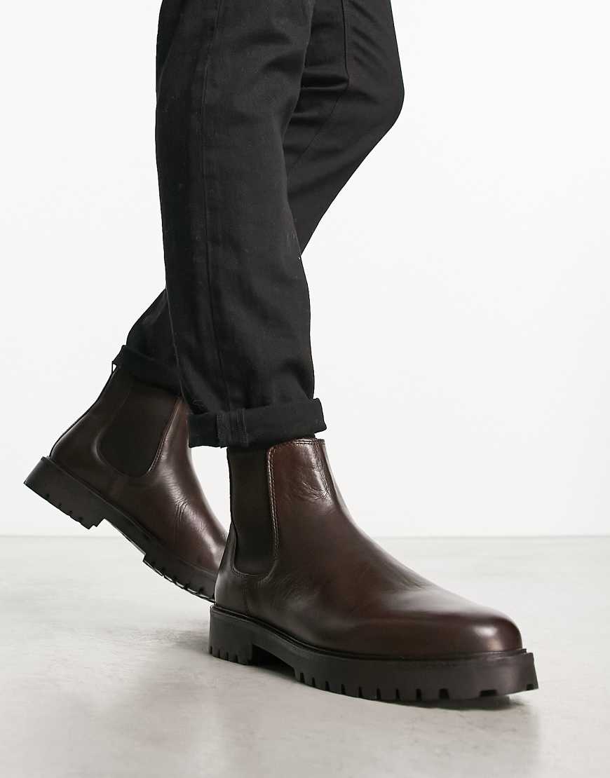 Walk London - Sean - Chelsea-Stiefel aus Leder in Braun mit dicker Sohle von WALK LONDON