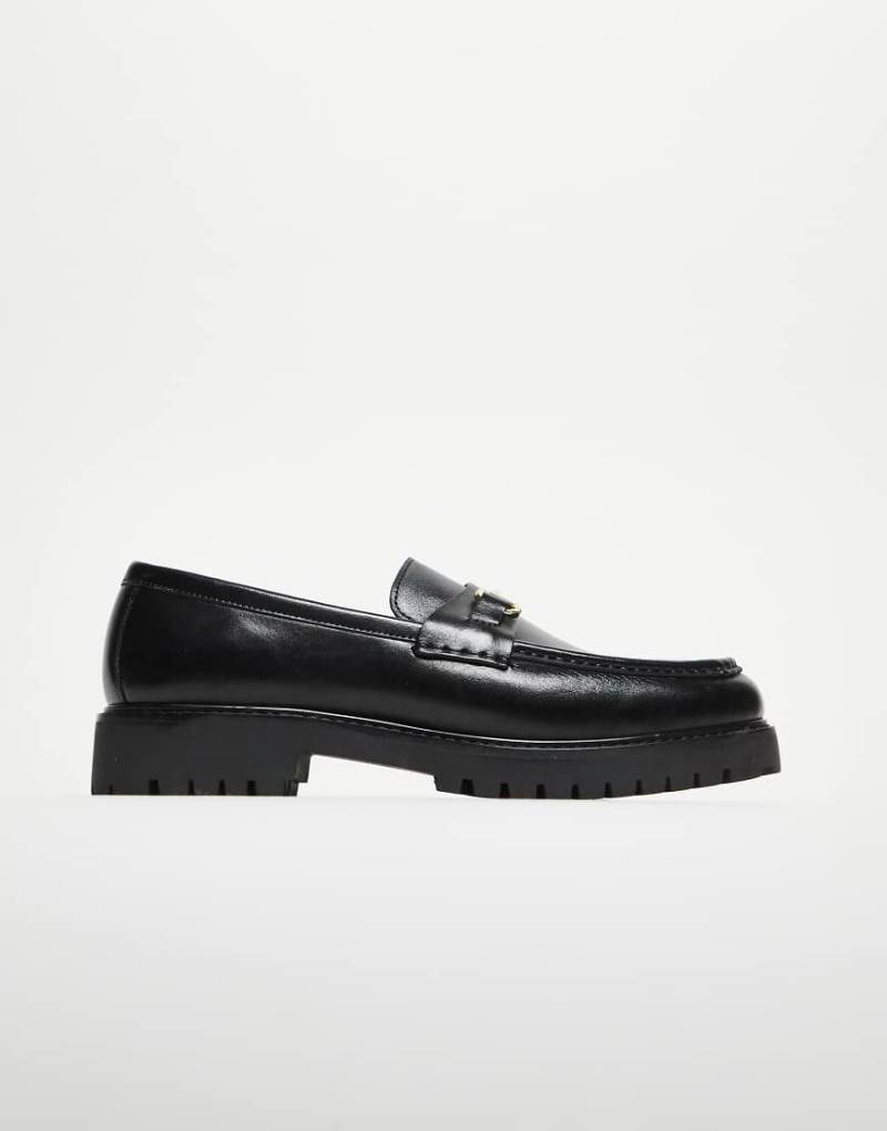 Walk London - Sean - Loafer aus schwarzem Leder mit Besatz von WALK LONDON