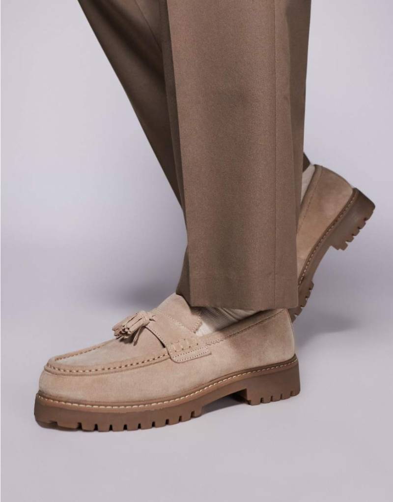 Walk London - Sean - Wildleder-Loafer in Steinbeige mit Quasten-Neutral von WALK LONDON