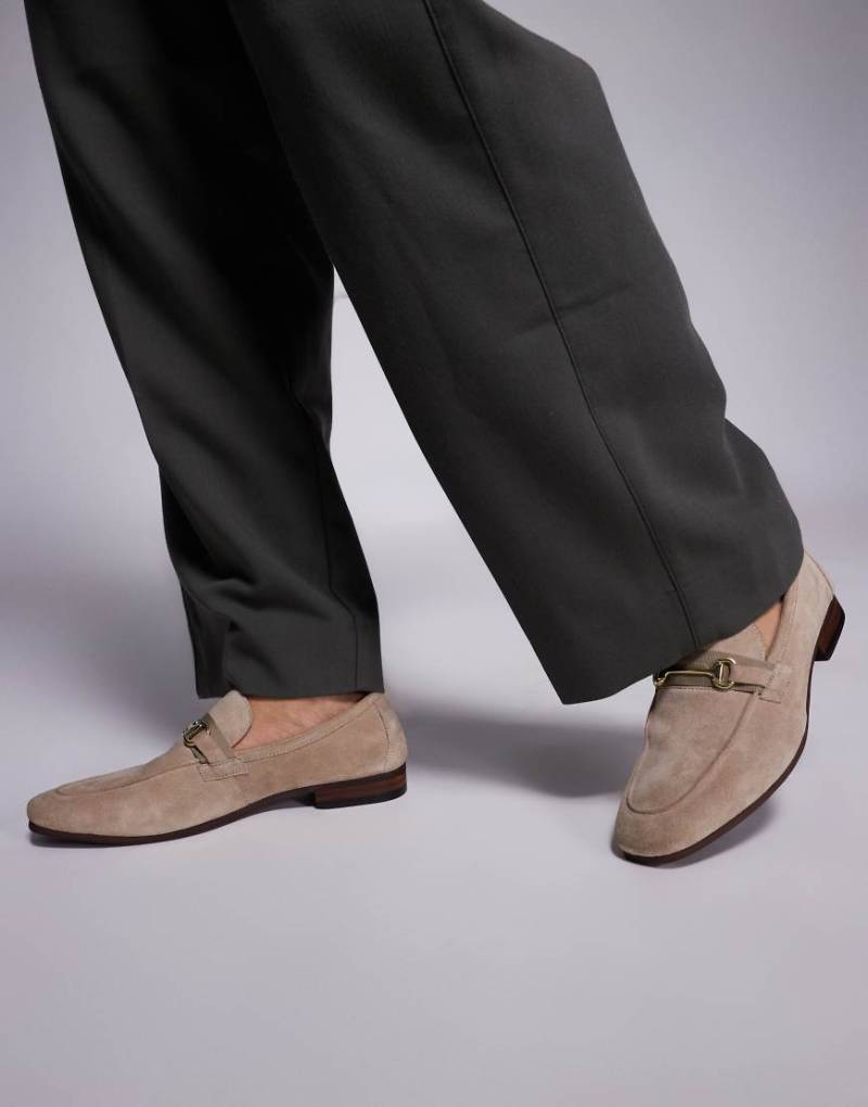Walk London - Capri - Wildleder-Loafer in Steinbeige mit Besatz-Neutral von WALK LONDON