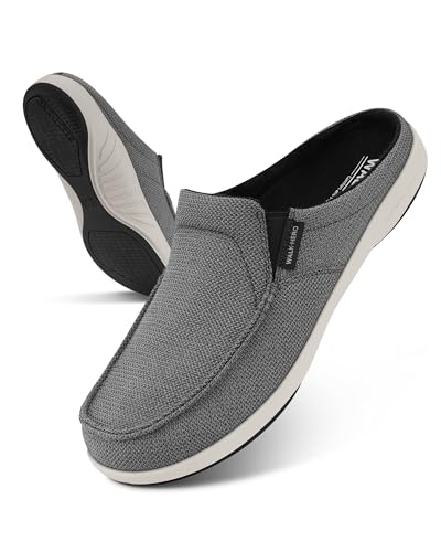 Herren-Hausschuhe mit Fußgewölbeunterstützung, atmungsaktive Hausschuhe für Herren mit Samtfutter, orthopädischer Schlupfschuh für Plantarfasziitis, für drinnen und draußen, mit rutschfester von WALK·HERO COMFORT AND SUPPORT