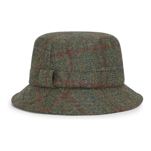 WALKER AND HAWKES - 100% britische Wolle Moorside Tweed Bucket Hat - Armee grün - M (58cm) von WALKER AND HAWKES