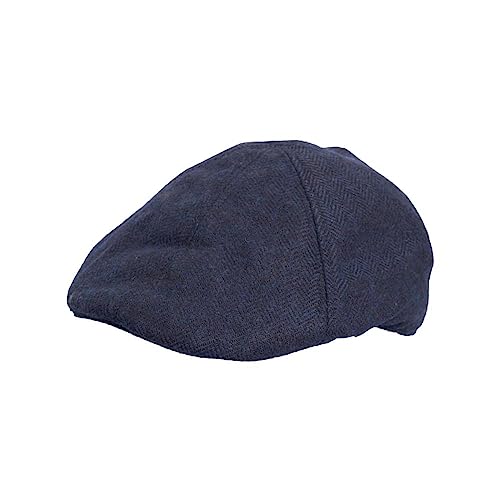 WALKER AND HAWKES - Barney - Unisex Ballonmütze aus 6 Teilen - Flache Kappe im Country-Stil - Marineblaues Fischgrätenmuster - M (58cm) WALKER AND HAWKES - Barney - Unisex Ballonmütze aus 6 Teilen - Flache Kappe im Country-Stil - Marineblaues Fischgrätenmuster - M (58cm) von WALKER AND HAWKES