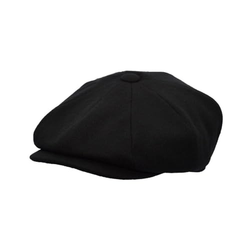WALKER AND HAWKES - Bridgemoor - Unisex Bakerboy-Ballonmütze aus Melton- 8-Panel-Konstruktion - Schwarz - XL (60cm) von WALKER AND HAWKES