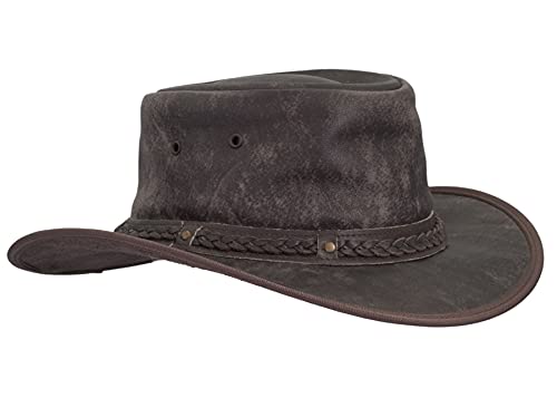 WALKER AND HAWKES Canyon - Outdoor-Hut aus Rindsleder - geflochtenes Hutband - Braun - 2XL (61 cm) von WALKER AND HAWKES