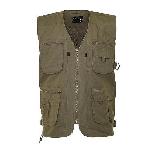 WALKER AND HAWKES Dale - Herren Weste im Country-Stil - mit Mehreren Taschen - Olivgrün - 3XL (48'') von WALKER AND HAWKES