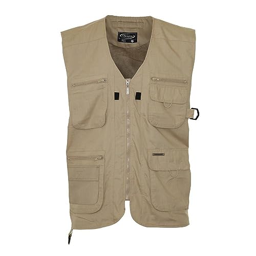 WALKER AND HAWKES Dale - Herren Weste im Country-Stil - mit Mehreren Taschen - Steinfarben - 3XL (48'') von WALKER AND HAWKES