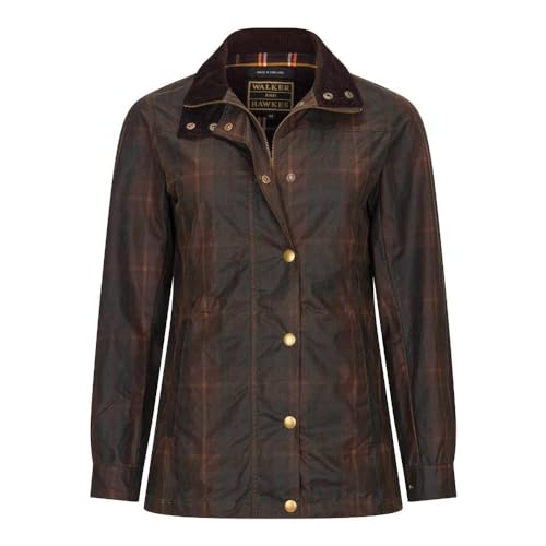 WALKER AND HAWKES - Damen Delamere gewachste Tartan-Jacke - Brauner Tartan - 14 von WALKER AND HAWKES