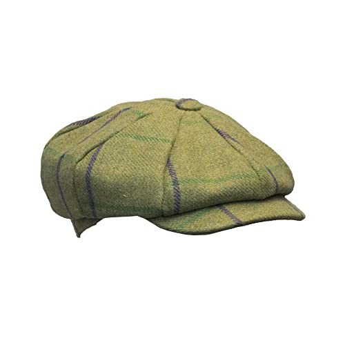 WALKER AND HAWKES Damen-Schirmmütze im Baker Boy-Stil - Tweed im Country-Design - Muster mit lila Streifen - Größe M (58cm) von WALKER AND HAWKES