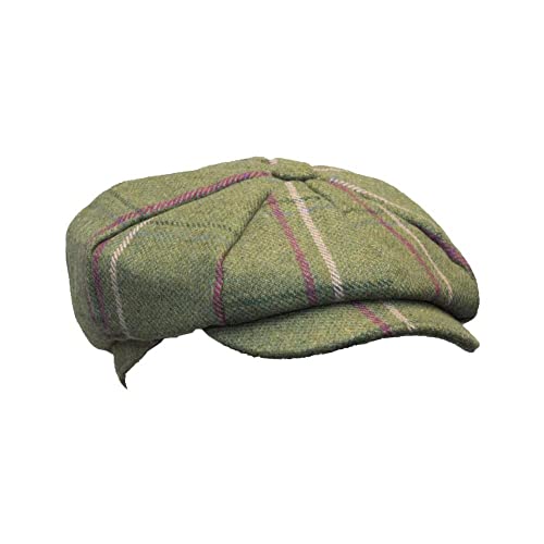 WALKER AND HAWKES Damen-Schirmmütze im Baker Boy-Stil - Tweed im Country-Design - Muster mit rosa Streifen - Größe XS (56cm) von WALKER AND HAWKES