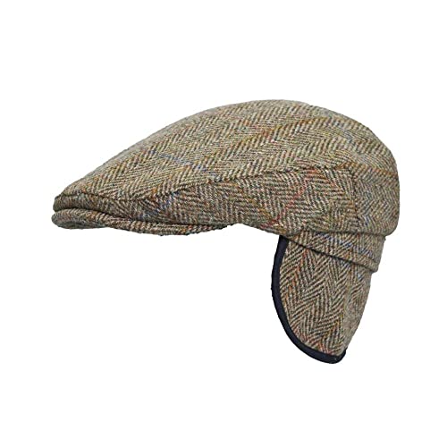 WALKER AND HAWKES - Edward - Unisex Schiebermütze mit Ohrenklappen - Harris Tweed - Moosgrün - L (59cm) von WALKER AND HAWKES