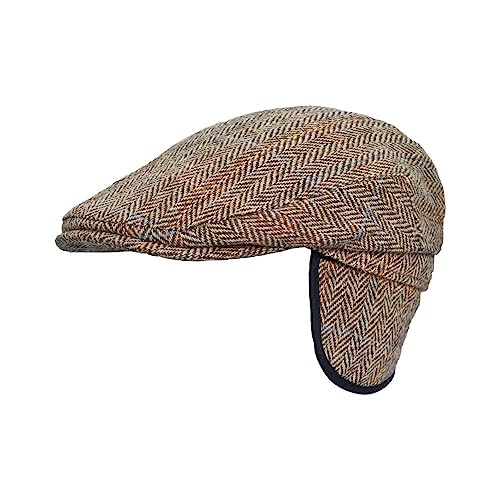 WALKER AND HAWKES - Edward - Unisex Schiebermütze mit Ohrenklappen - Harris Tweed - Sandweiß - L (59cm) von WALKER AND HAWKES