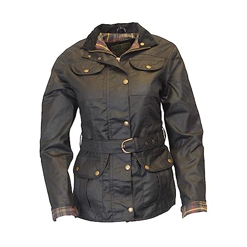 WALKER AND HAWKES - Florence - Damen Jacke gewachst - Gürtel & 4 Taschen - Schwarz - EU 36 (UK 8) von WALKER AND HAWKES