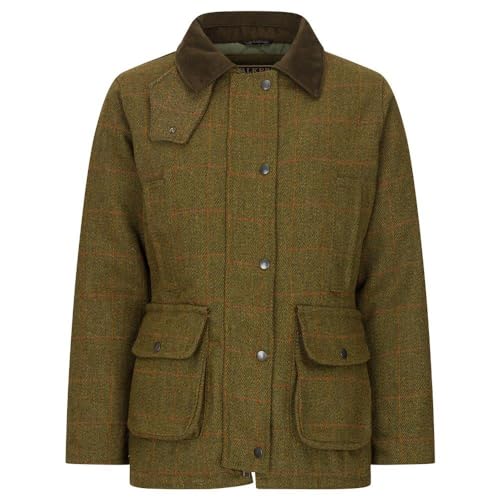 WALKER AND HAWKES - Hazelwood - Damen Country-Jacke aus Tweed - für die Jagd geeignet - Dunkles Salbeigrün - EU 46 (UK 18) von WALKER AND HAWKES