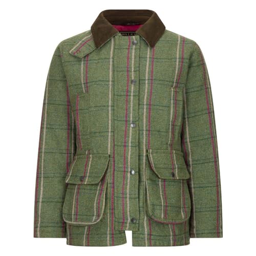 WALKER AND HAWKES - Hazelwood - Damen Country-Jacke aus Tweed - für die Jagd geeignet - Muster mit rosa Streifen - EU 44 (UK 16) von WALKER AND HAWKES