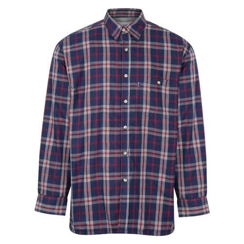 WALKER AND HAWKES Heathfield - Herren Hemd mit Fleece-Futter - Blau - M (40'') von WALKER AND HAWKES