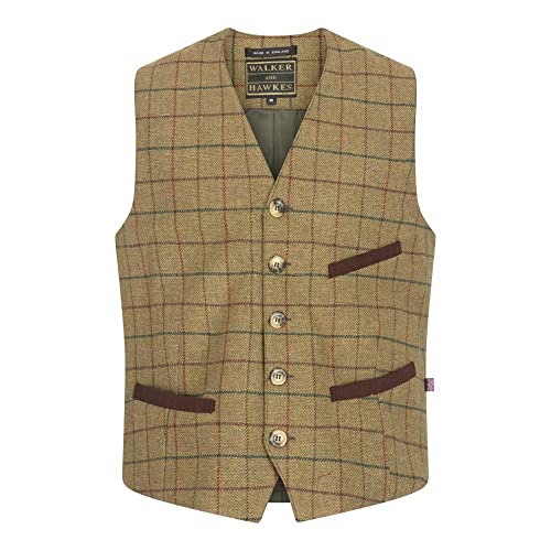 WALKER AND HAWKES Herren Anzugweste aus Tweed mit Teflon - Beigefarbener Tweed - XL von WALKER AND HAWKES
