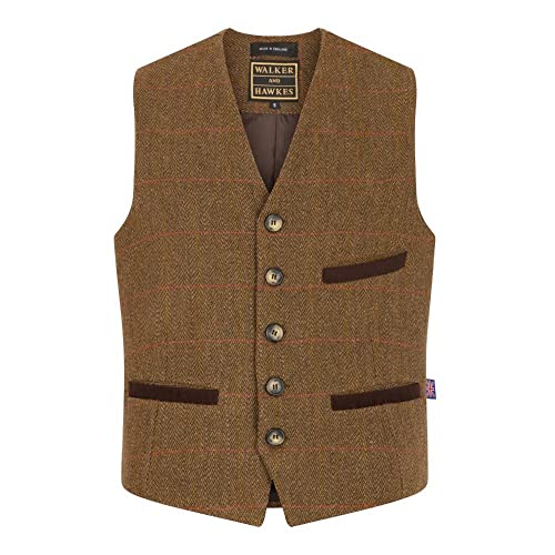 WALKER AND HAWKES Herren Anzugweste aus Tweed mit Teflon - Braun Tweed - M WALKER AND HAWKES Herren Anzugweste aus Tweed mit Teflon - Braun Tweed - M von WALKER AND HAWKES