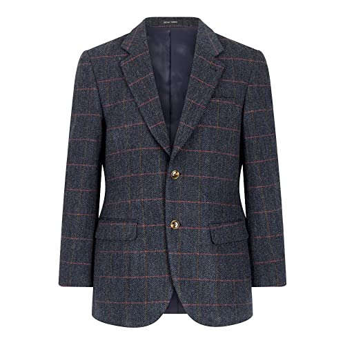 WALKER AND HAWKES Herren Country-Blazer - Klassische Jacke aus Windsor-Tweed - Blauer Tweed - Größe EU 58 (UK 48) von WALKER AND HAWKES