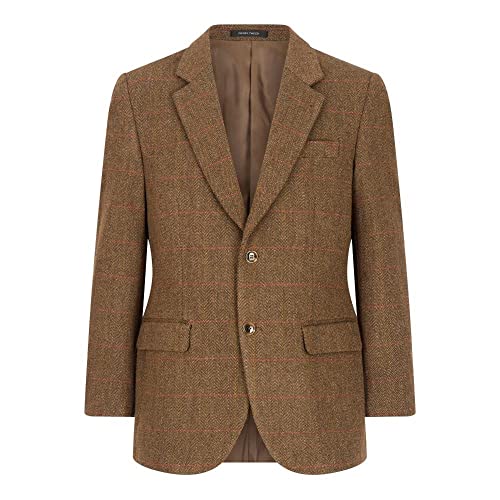 WALKER AND HAWKES Herren Country-Blazer - Klassische Jacke aus Windsor-Tweed - Brauner Tweed - Größe EU 60 (UK 50) von WALKER AND HAWKES