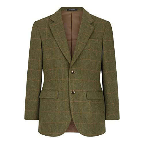 WALKER AND HAWKES Herren Country-Blazer - Klassische Jacke aus Windsor-Tweed - Dunkles Salbeigrün - Größe EU 48 (UK 38) von WALKER AND HAWKES