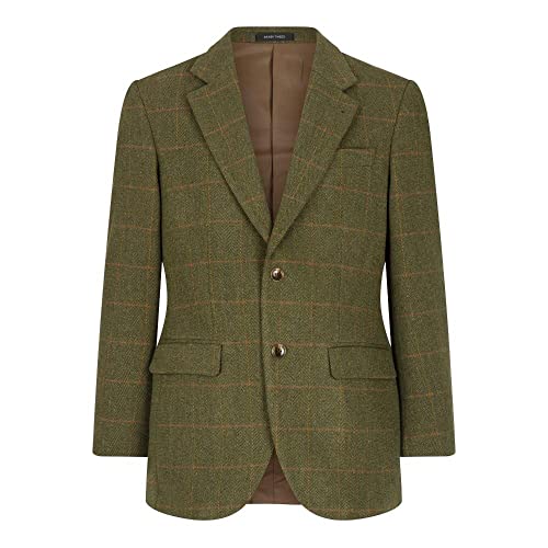 WALKER AND HAWKES Herren Country-Blazer - Klassische Jacke aus Windsor-Tweed - Dunkles Salbeigrün - Größe EU 50 (UK 40) von WALKER AND HAWKES