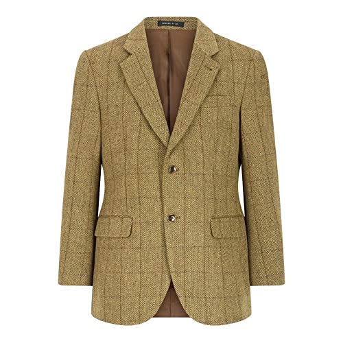 WALKER AND HAWKES Herren Country-Blazer - Klassische Jacke aus Windsor-Tweed - Helles Salbeigrün - Größe EU 52 (UK 42) von WALKER AND HAWKES