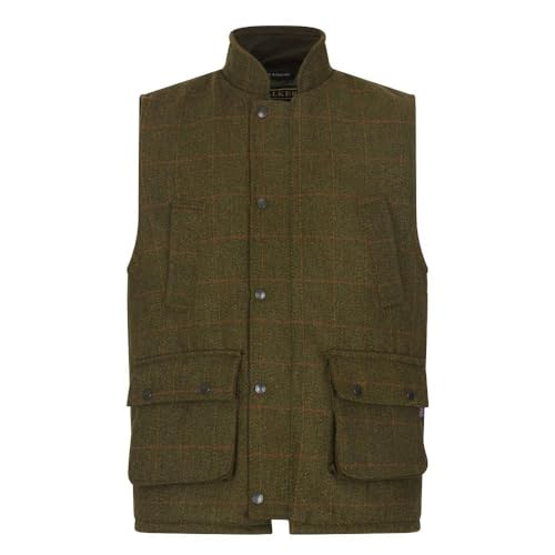 WALKER AND HAWKES Herren Country-Weste aus Tweed - für die Jagd geeignet - Dunkles Salbeigrün - Größe 2XL (46"-48") von WALKER AND HAWKES