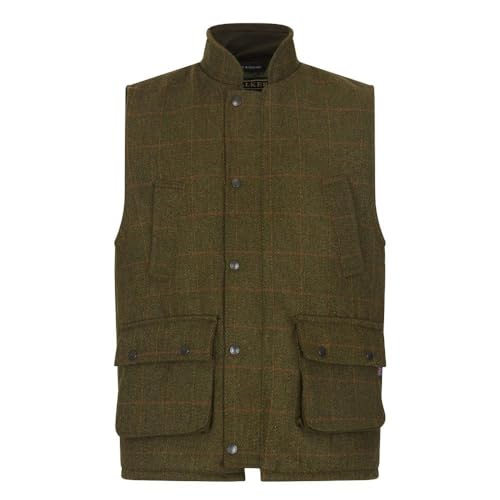 WALKER AND HAWKES Herren Country-Weste aus Tweed - für die Jagd geeignet - Dunkles Salbeigrün - Größe XS (36"-38") von WALKER AND HAWKES