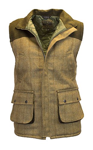 WALKER AND HAWKES Herren Country-Weste aus Tweed mit verstärkten Schultern - für die Jagd geeignet - Helles Salbeigrün - Größe 2XL (46"-48") von WALKER AND HAWKES