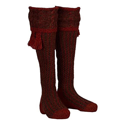 WALKER AND HAWKES Herren Strümpfe mit passenden Zierbändern - für die Jagd geeignet - Herbstglühen - XL (49-50) von WALKER AND HAWKES