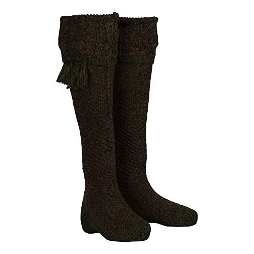 WALKER AND HAWKES Herren Strümpfe mit passenden Zierbändern - für die Jagd geeignet - Waldkiefer - M (42-44) von WALKER AND HAWKES