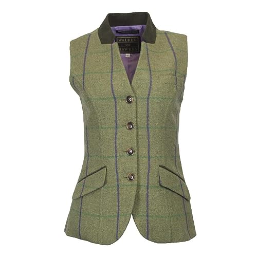 WALKER AND HAWKES - Margate - Damen Country-Weste aus Tweed - für die Jagd geeignet - Muster mit lila Streifen - EU 38 (UK 10) von WALKER AND HAWKES