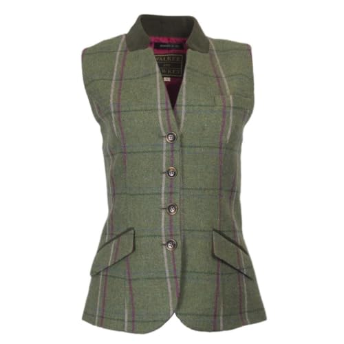 WALKER AND HAWKES - Margate - Damen Country-Weste aus Tweed - für die Jagd geeignet - Muster mit rosa Streifen - EU 38 (UK 10) von WALKER AND HAWKES