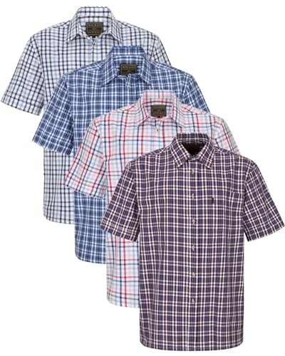 WALKER AND HAWKES - Men's 100% Cotton Short Sleeve Canterbury Country Shirt - Assorted 4 Pack - X-Large (44'') von WALKER AND HAWKES