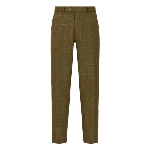 WALKER AND HAWKES - Men's Derby Tweed Leighton Suit Trousers - Dark Sage - W40 Short (29'') von WALKER AND HAWKES