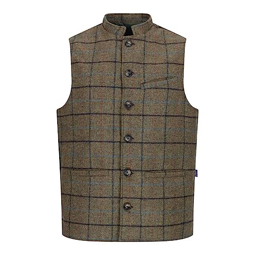 WALKER AND HAWKES - Nehru - Herren Weste aus Abraham Moon Tweed - Castleton-grün - L von WALKER AND HAWKES