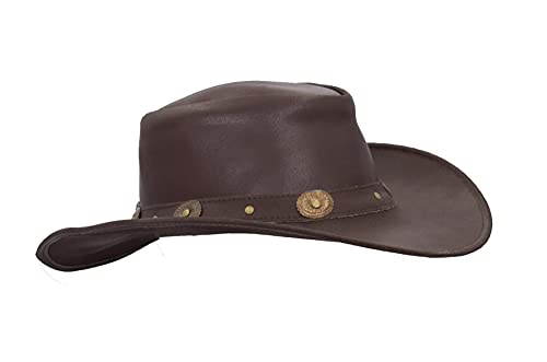 WALKER AND HAWKES Outdoor-Cowboyhut aus Rindsleder - mit Conchos - Herbstbraun - L (59cm) von WALKER AND HAWKES