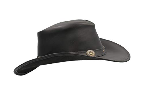 WALKER AND HAWKES Outdoor-Cowboyhut aus Rindsleder - mit Conchos - Schwarz - M (58cm) von WALKER AND HAWKES