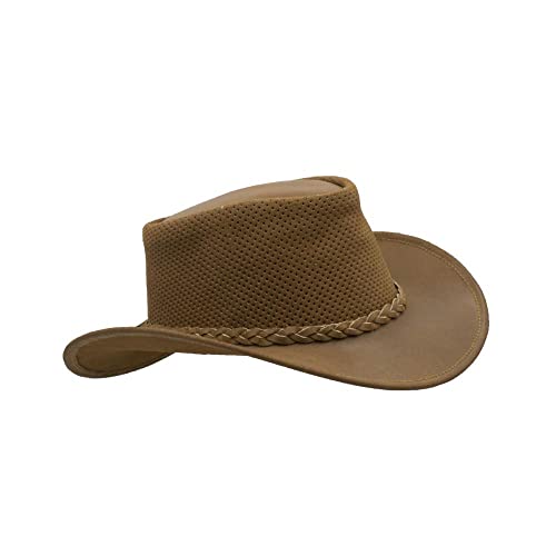 WALKER AND HAWKES Outdoor-Hut aus Rindsleder - mit perforierter Hutkrone - Hellbraun - S (57cm) von WALKER AND HAWKES