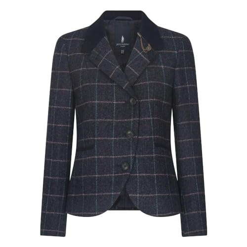 WALKER AND HAWKES Sasha - Damen Blazer aus Tweed - Prussian Purple Check - 42 von WALKER AND HAWKES