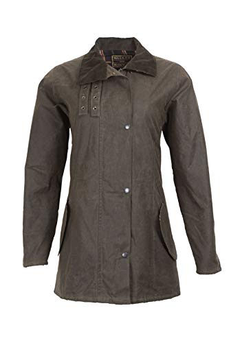 WALKER AND HAWKES Katrina - Damen Outdoor-Jacke mit 3/4-Länge - 100% gewachste Baumwolle - Olivgrün - 42 von WALKER AND HAWKES