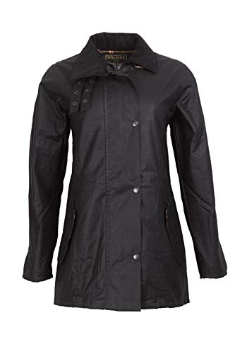 WALKER AND HAWKES Katrina - Damen Outdoor-Jacke mit 3/4-Länge - 100% gewachste Baumwolle - Schwarz - 40 von WALKER AND HAWKES