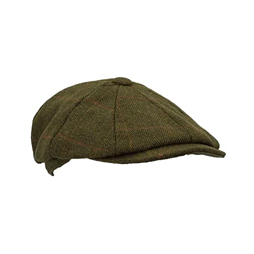 WALKER AND HAWKES Unisex Bakerboy-Ballonmütze aus Tweed - 8-Panel-Konstruktion - Dunkles Salbeigrün - 3XL (62cm) von WALKER AND HAWKES