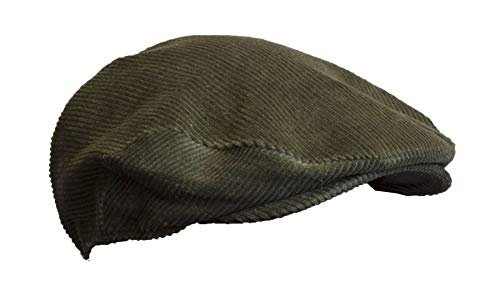WALKER AND HAWKES Unisex Cord-Schiebermütze - klassisches flaches Design mit Schirm - Olivgrün - L (59cm) von WALKER AND HAWKES